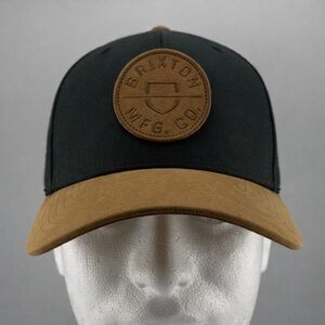 Brixton MFG Co Snapback Hat Dark Olive Tan Suede Brim Adjustable Cap